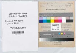 Entnazifizierung Albert Vahlhaus, geb. 21.12.1900 (Arzt)