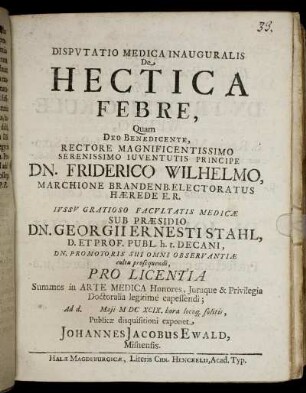 Disputatio Medica Inauguralis De Hectica Febre
