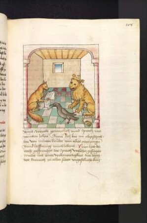 Fuchs verliest die Klageschrift über Dimna; (Kapite III: Vom Gerichtsverfahren gegen Dimna).