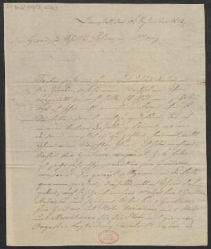 Brief an B. Schott's Söhne : 10.09.1833