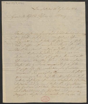 Brief an B. Schott's Söhne : 10.09.1833