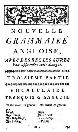 Vocabulaire Francois & Anglois