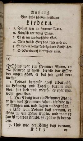 Anhang Von sechs schönen geistlichen Liedern.