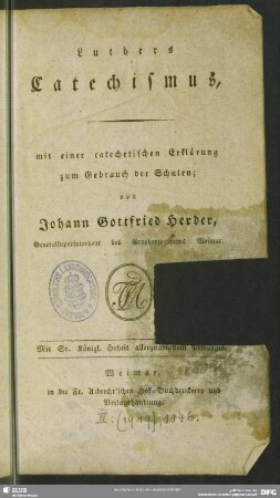 Luthers Catechismus : mit einer catechetischen Erklärung zum Gebrauch der Schulen