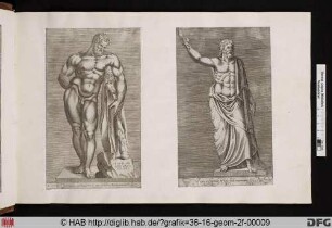 Links: Statue des Herkules aus der Sammlung Farnese.