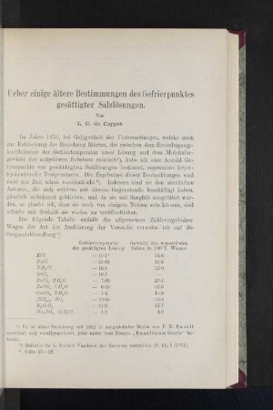 Ueber einige ältere Bestimmungen des Gefrierpunktes gesättigter Salzlösungen.