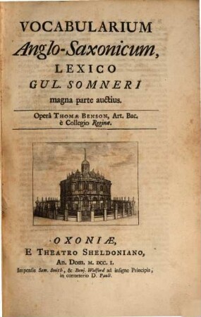 Vocabularium Anglo-Saxonicum : Lexico Gul. Somneri magna parte auctius