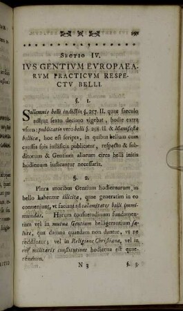 Sectio IV. Ius Gentium Europaearum Practicum Respectu Belli.
