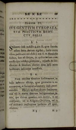 Sectio IV. Ius Gentium Europaearum Practicum Respectu Belli.
