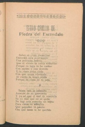 Estilo criollo de Piedra del Escándalo
