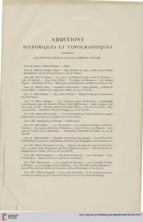 Additions historiques et topographiques