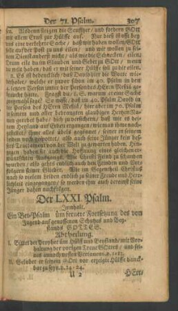 Der LXXI. Psalm - Der LXXX. Psalm