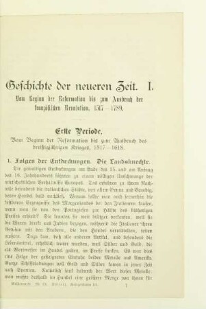 Erste Periode. Vom Beginn der Reformation bis zum Ausbruch des dreißigjährigen Krieges, 1517-1618