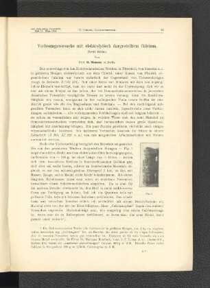 Vorlesungsversuche mit elektrolytisch dargestelltem Calcium.