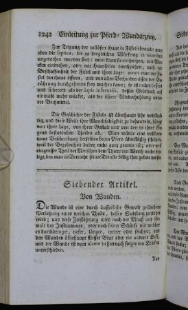 Siebender Artikel. Von Wunden. - Achter Artikel. Von Geschwulsten.
