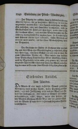 Siebender Artikel. Von Wunden. - Achter Artikel. Von Geschwulsten.