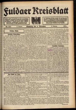 Dritte Ausgabe vom Samstag, den 04. November 1911.