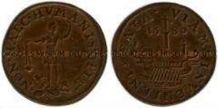 Niederlande, Historienpfennig, Übertrageung der Obergewalt an Wilhelm von Oranien