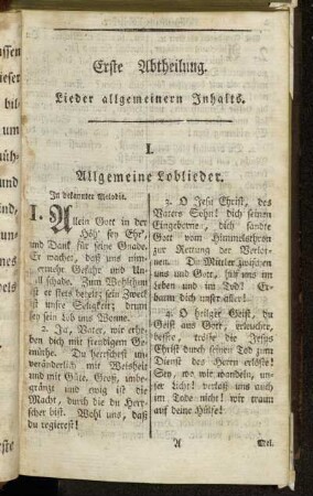 Erste Abtheilung. Lieder allgmeinen Inhalts.