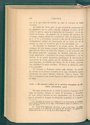 VIII. - El estatuto militar en la primera Asamblea de Ginebra (noviembre 1920)