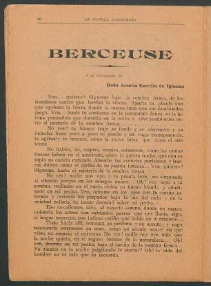 Berceuse : A mi distinguida tía Doña Arcelia Carrillo de Iglesias