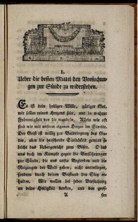 1. Ueber die besten Mittel den Versuchungen zur Sünde zu widerstehen.
