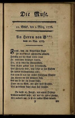 22. Stück, den 2. März. 1776. - 24. Stück, den 16. März. 1776.