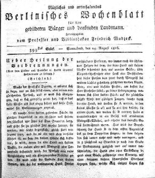 399stes Stueck, 24. August 1816
