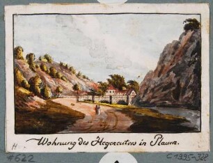Der Plauensche Grund mit dem Forsthaus (Hegereiterhaus) und der Hegereiterbrücke nach Norden