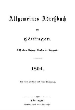 1894: Allgemeines Adressbuch für Göttingen