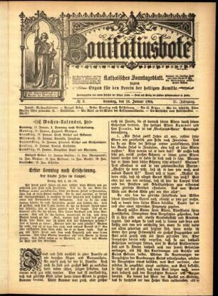 Erste Ausgabe vom Sonntag, den 10. Januar 1904.
