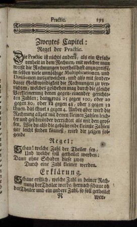 Zweytes Capitel. Regel der Practic.