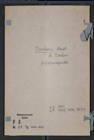 Zivilstandsregister der Juden für die Stadt Borken (GH 1844, GT 1845-1847) (Gemeinde: Borken, Kreis Borken)