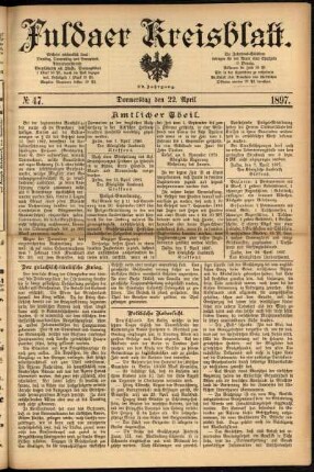 Erste Ausgabe vom Donnerstag, den 22. April 1897.