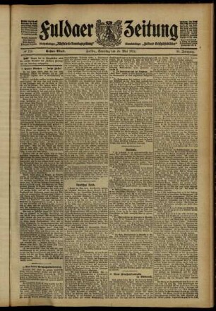 Erste Ausgabe vom Samstag, den 25. Mai 1912.