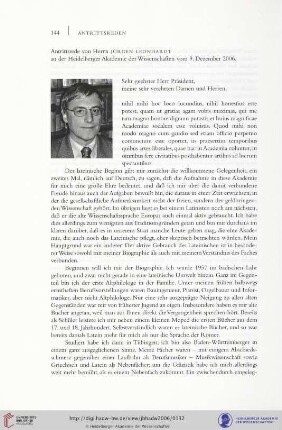 Antrittsrede vom 9. Dezember 2006