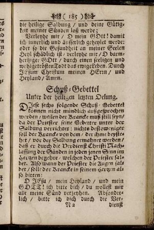Schuß-Gebettel Unter der heiligen letzten Oelung