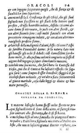 Oracoli Della S. Barbara Gonzaga Coreggio.