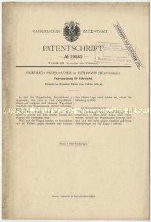 Patentschrift einer Federanordnung für Fuhrwerke, Patent-Nr. 19669