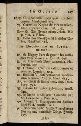 427-440, In Duodecimo et foma menori.