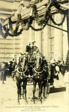 Ankunft der Herzogin Sophie Charlotte von Oldenburg in Berlin