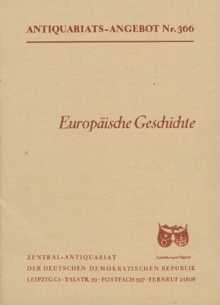 Nr. 366: Europäische Geschichte