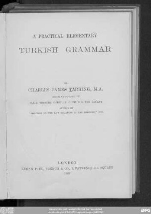 A practical elementary Turkish grammar