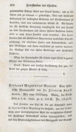 458-466 [Rezension] Kunstmann, Friedrich, Hrabanus Magnentius Maurus
