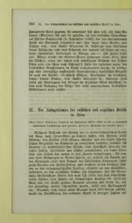 31. Der Antagonismus der russischen und englischen Politik in Asien