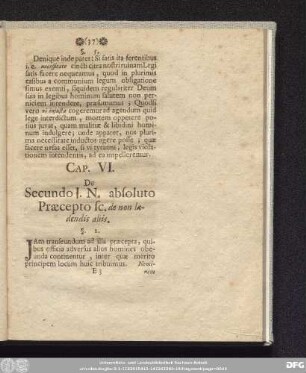 Cap. VI. De Secundo I. N. absoluto Praecepto sc. de non laedendis aliis.