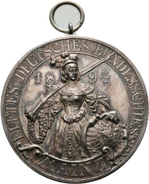Offizielle Medaille auf das XI. Deutsche Bundesschießen in Mainz 1894 - Medaille