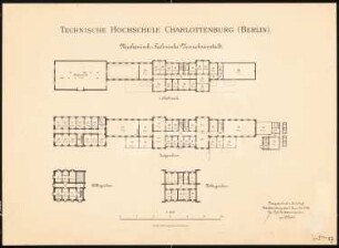 Technische Hochschule Berlin Mechanisch-Technische Versuchsanstalt: Grundrisse KG, EG, 1.OG 1:400