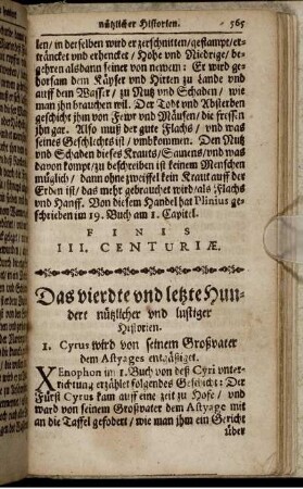 Das vierdte und letzte Hundert nützlicher und lustiger Historien