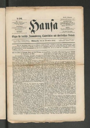 No. 186. Mittwoch, den 14. December 1853.